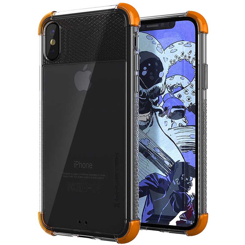 mobiletech-iPhone-X-Slim-Clear-Case-Ghostek-Covert-2-Series-Ultra-Thin-Shockproof-Protection-Orange